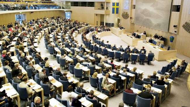 An overview file photo of the Swedish parliament.