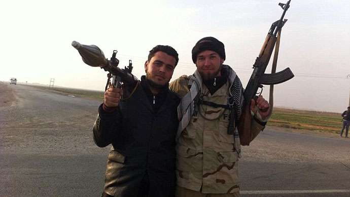 Eric Harroun and a foreign-backed militant in Syria.