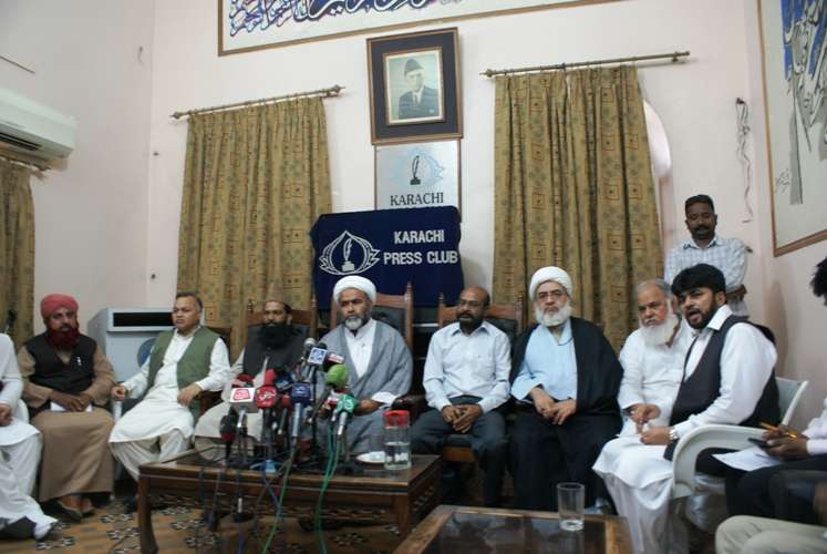 کراچی پریس کلب میں شیعہ نسل کشی کیخلاف مختلف سیاسی و مذہبی جماعتوں کی پریس کانفرنس کی تصویری جھلک