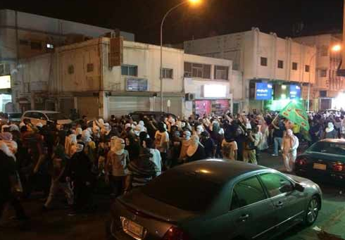 تظاهرات مردم قطیف در اعتراض به حکم اعدام آیت الله نمر