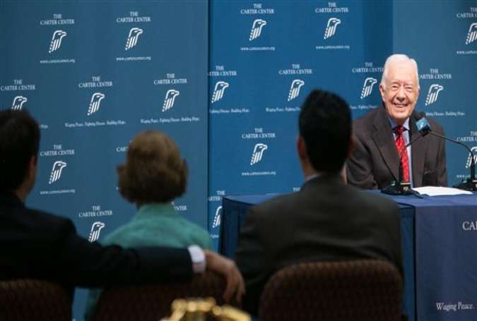 Former US president Jimmy Carter discusses his cancer diagnosis during a press conference at the Carter Center on August 20, 2015 in Atlanta, Georgia.