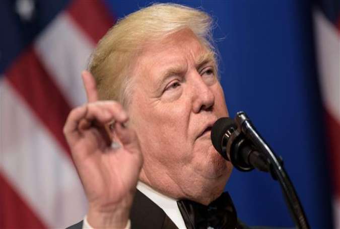 US President Donald Trump speaks during the Armed Services Ball January 21, 2017 in Washington, DC.