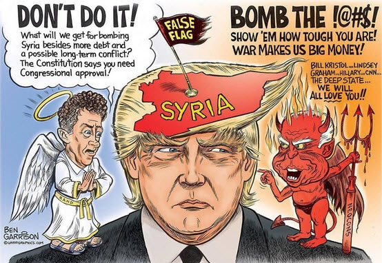 تمسخر حمله موشکی آمریکا به سوریه در کاریکاتورها