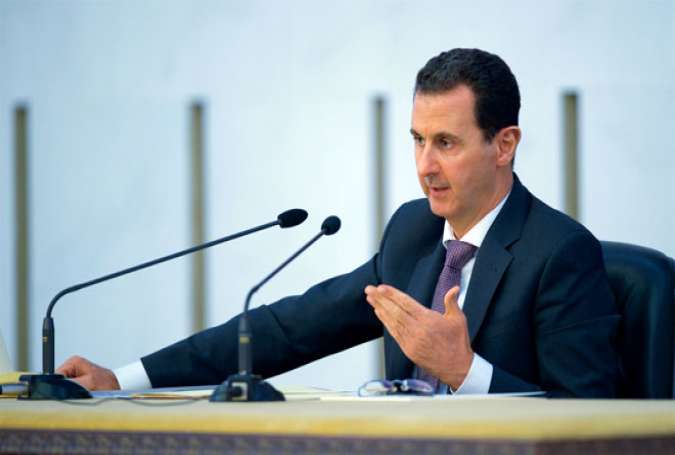 Syrian President Bashar al-Assad addresses a meeting of the Central Committee of Al-Baath Arab Socialist Party