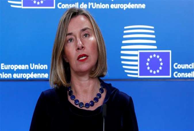 EU foreign policy chief Federica Mogherini gives a press statement during a meeting in Brussels, Belgium, January 22, 2018. (Photo by Reuters)