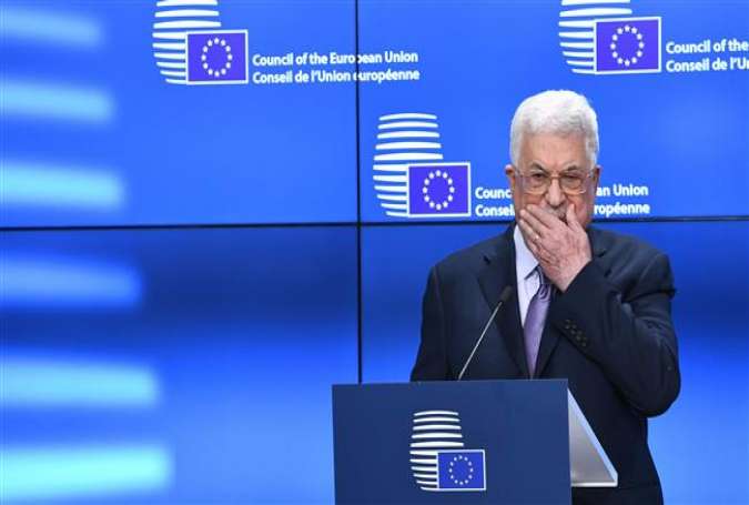 Palestinian President Mahmud Abbas addresses a press point prior to attend an EU foreign affairs council at the European Council in Brussels, on January 22, 2018.