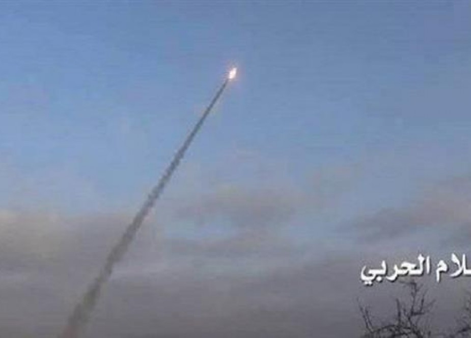The undated photo, circulating on social media, shows a Yemeni missile shortly after launch.