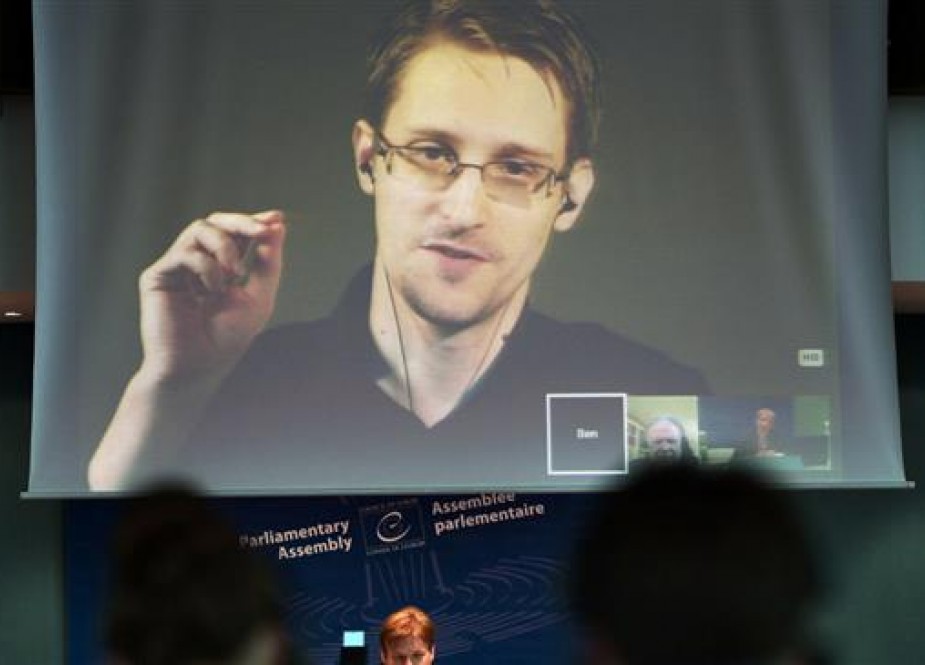 Edward Snowden, a former US intelligence contractor, addresses conference in a video message. (File photo)