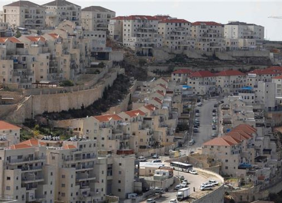 The photo shows a view of the Israeli settlement of Beitar Illit in the occupied West Bank on February 14, 2018. (By AFP)