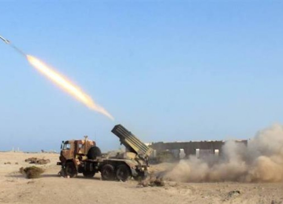 The undated photo shows the firing of Yemeni missiles at Saudi positions in retaliation for Riyadh