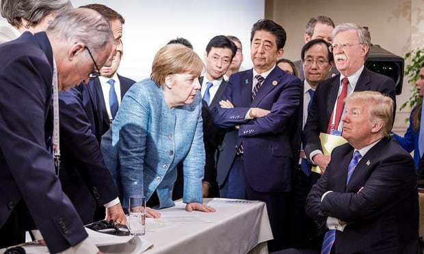 Merkel və Trampın G7 sammitindəki şəkli sosial şəbəkədə marağa səbəb oldu