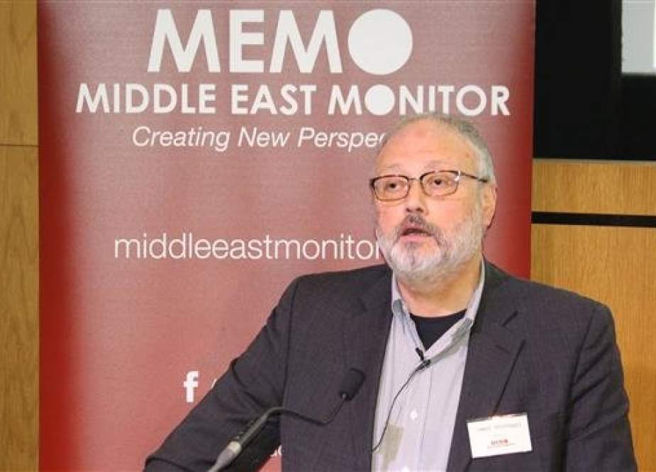 Saudi dissident Jamal Khashoggi speaks at an event hosted by Middle East Monitor in London, Britain, on September 29, 2018. (Photo by Reuters)