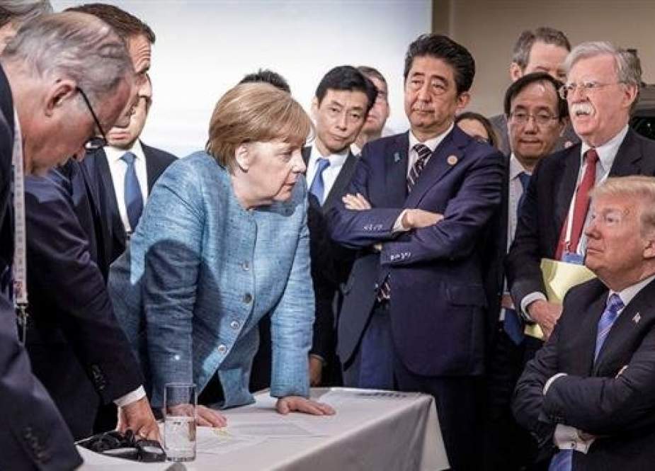 Group of leaders at the Group 7 summit, including German Chancellor Angela Merkel and President Trump.jpg