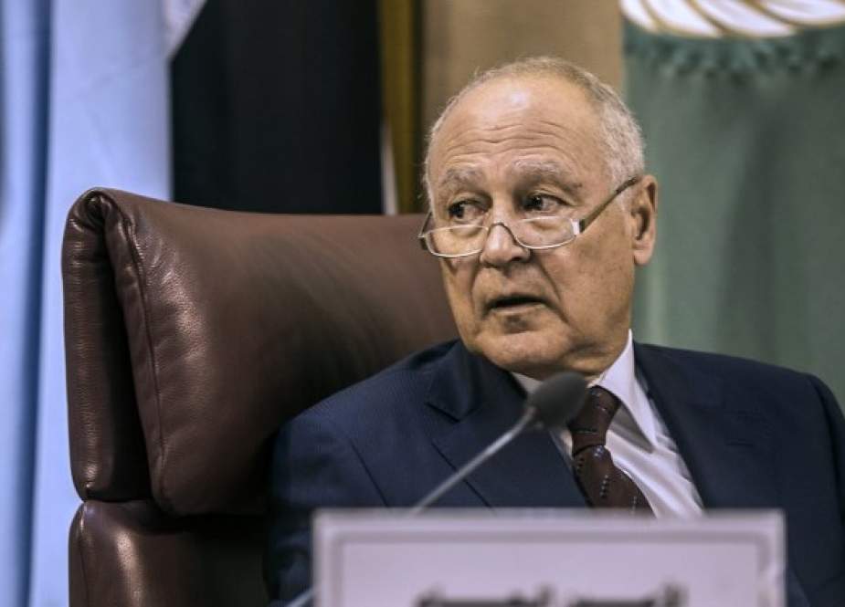 Arab League Secretary General Ahmed Aboul Gheit looks on during a meeting of the organization