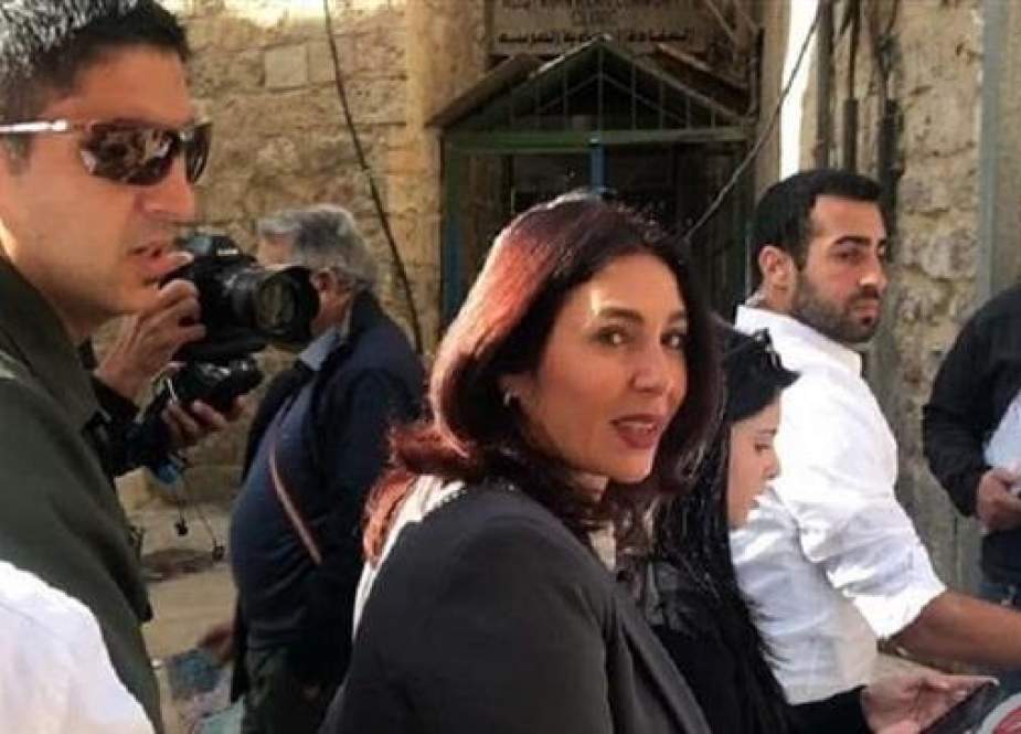 The photo, by Palestinian Ma’an news agency, shows the Israeli sports and culture minister, Miri Regev, visiting the Old City of East Jerusalem al-Quds on January 27, 2019.