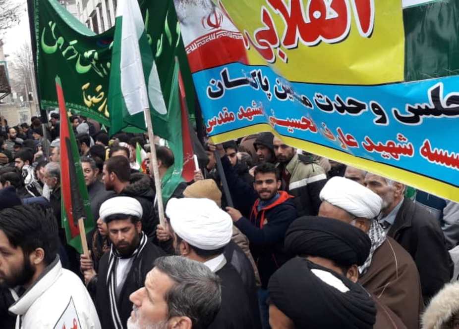مجلس وحدت مسلمین کے وفد کی مشہد مقدس میں جشن انقلاب ریلیوں میں شرکت
