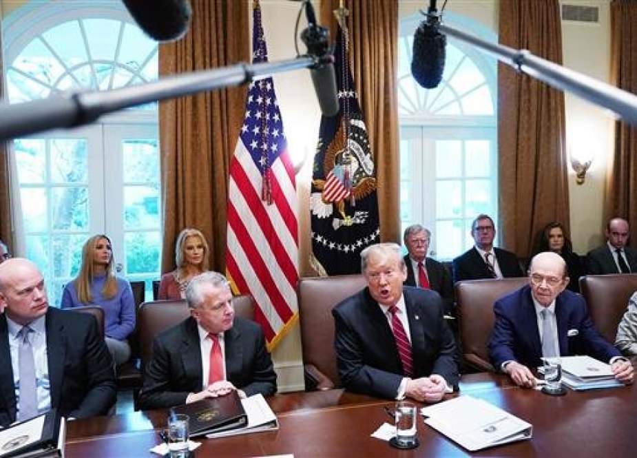 US President Donald Trump speaks during a cabinet meeting in the Cabinet Room of the White House in Washington, DC on February 12, 2019. (AFP photo)