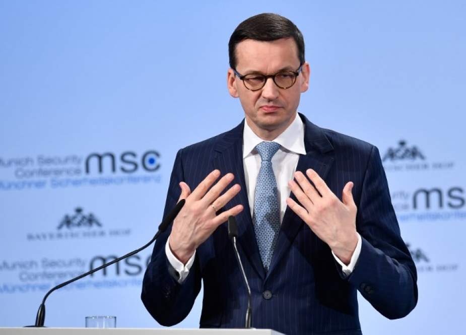 Polish Prime Minister Mateusz Morawiecki gives a speech during the Munich Security Conference in Munich, southern Germany, on February 17, 2018. (Photo by AFP)