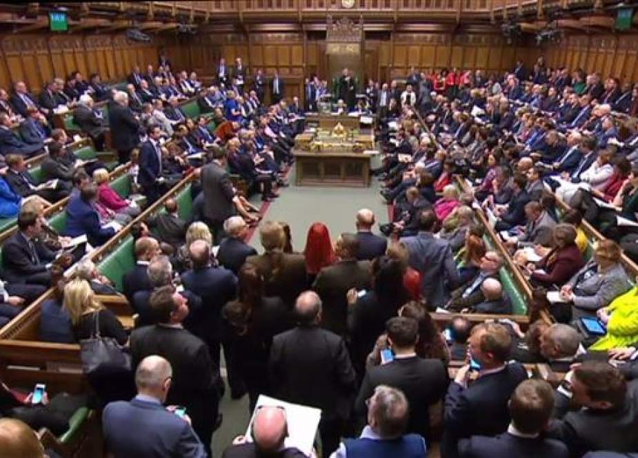 video grab from footage broadcast by the UK Parliament