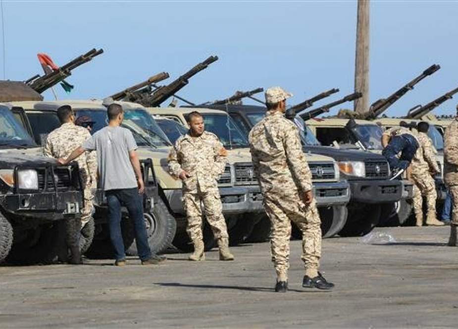 Forces loyal to Libya’s internationally-recognized government arrive in Tajura, a coastal suburb of the Libyan capital, Tripoli, from their base in Misrata, on April 6, 2019. (Photo by AFP)