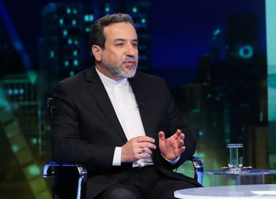 The grab image shows Iranian Deputy Foreign Minister for Political Affairs Abbas Araqchi during an interview with state TV on May 08, 2019.