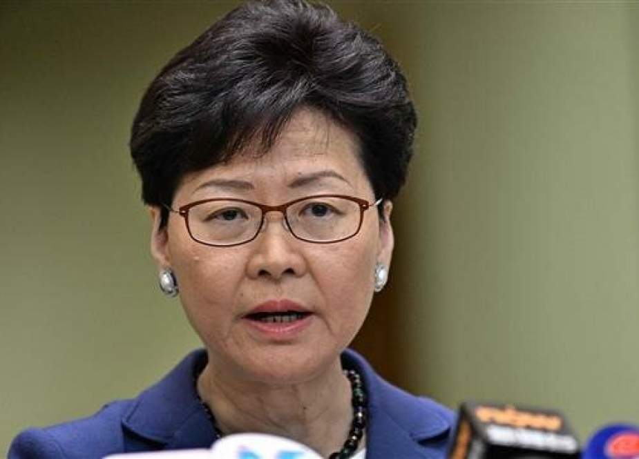 Chief Executive Carrie Lam holds a press conference in Hong Kong on June 10, 2019. (Photo by AFP)