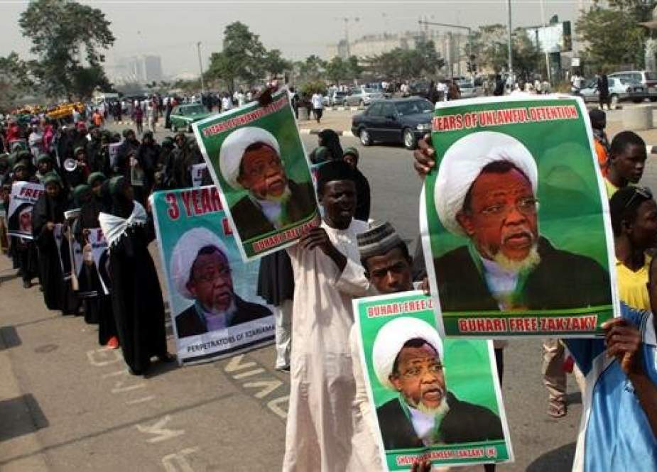 Members of Islamic Movement in Nigeria take part in a demonstration against detention of their leader Ibrahim al-Zakzaky in the capital Abuja on January 22, 2019. (Photo by AFP)