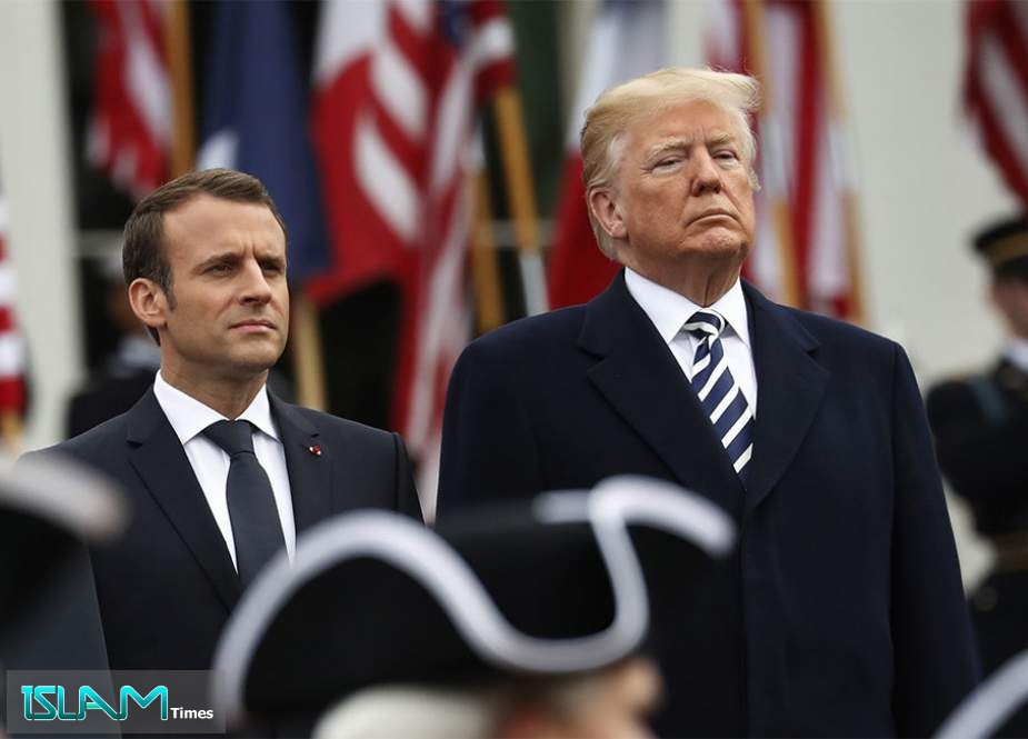 US President Donald Trump sits side by side with France