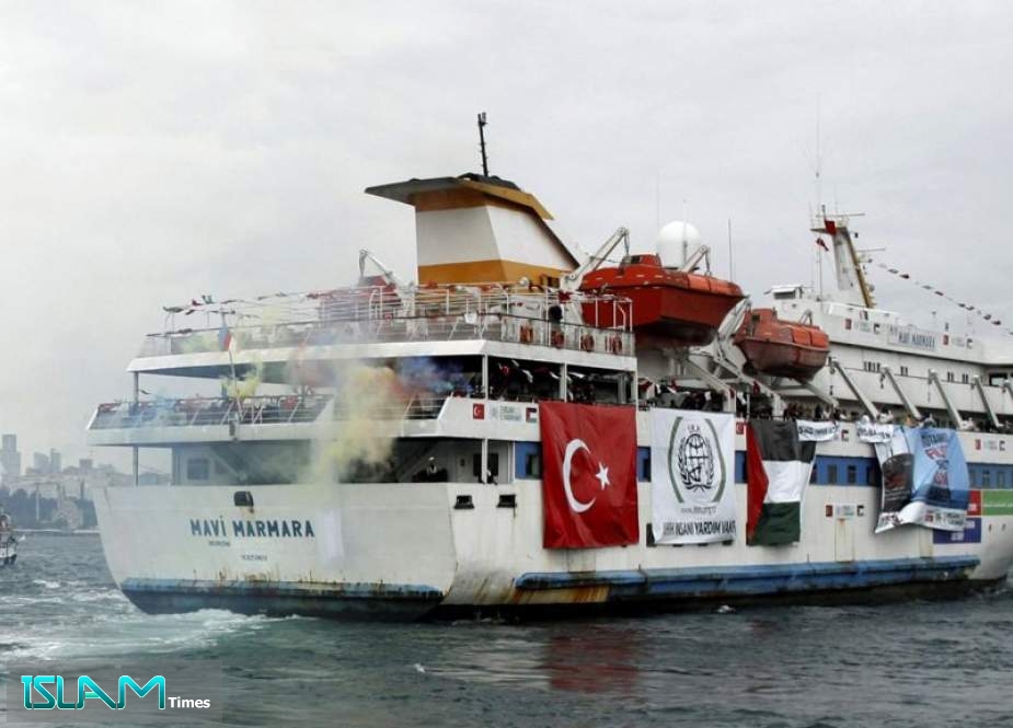 Turkish ship Mavi Marmara taking part in the Freedom Flotilla heading towards the Gaza Strip