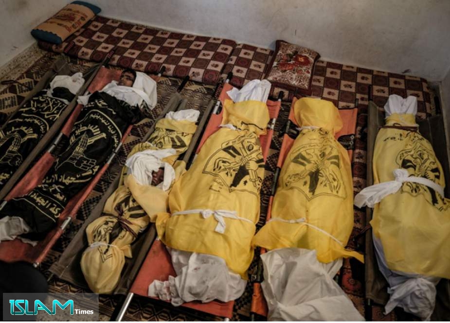 Bodies of al-Sawarka family members displayed before funeral procession (MEE/Fatima M Shbair)