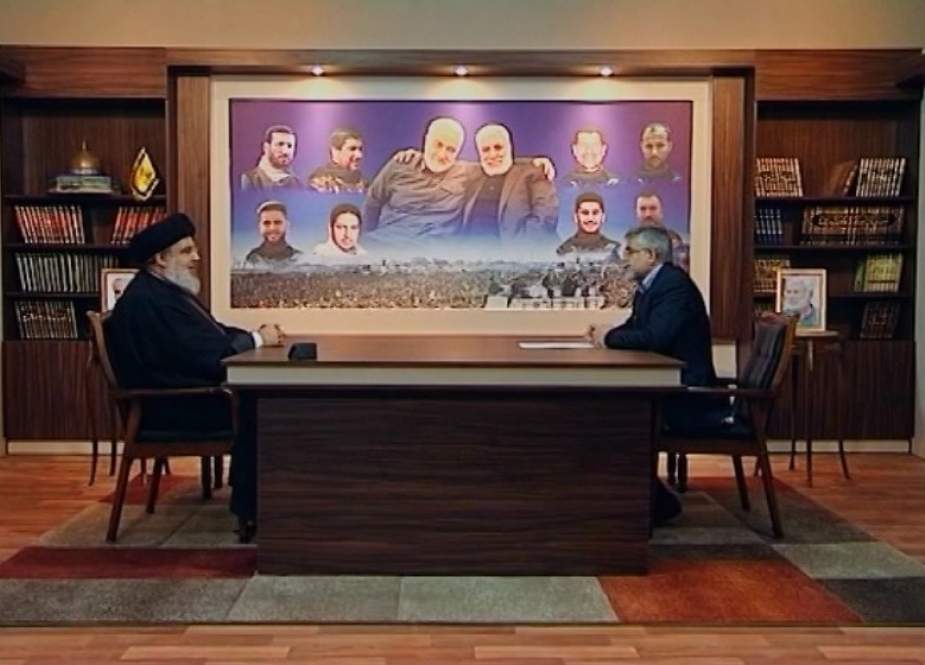 Hezbollah S.G. Sayyed Hasan Nasrallah during interview with Iran