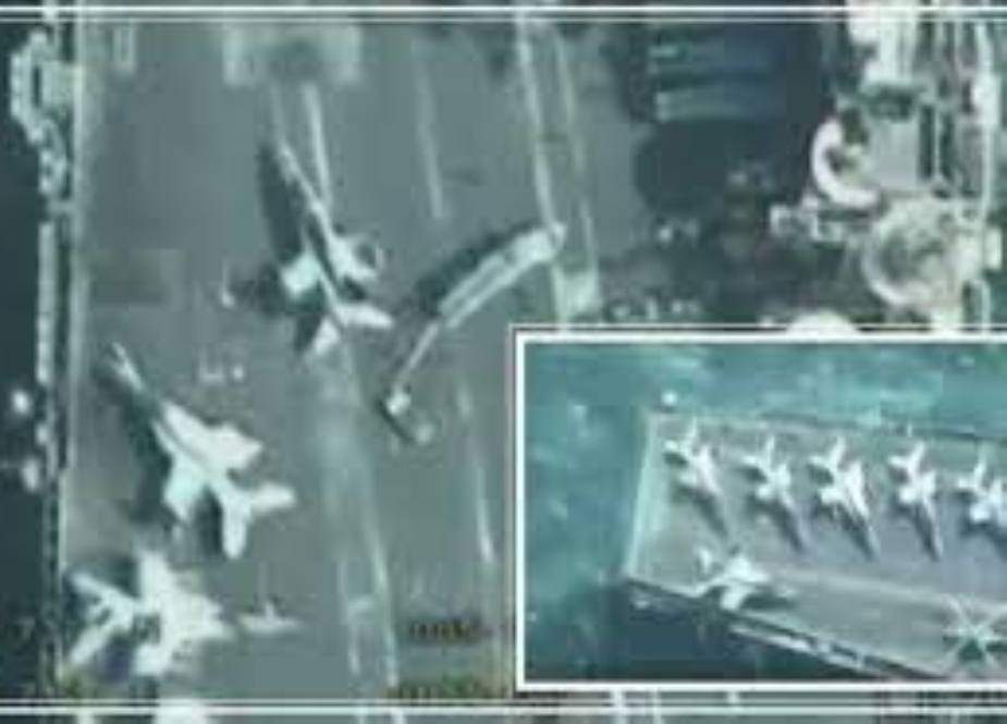 امریکی جنگی طیارے کو بحری بیڑے پر لینڈنگ کے وقت حادثے کا سامنا،7 اہلکار زخمی