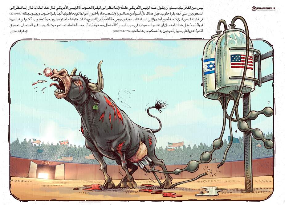 كاريكاتير مستوحى من كلام السید خامنئي حول العدوان السعودي على اليمن