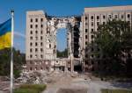 Picture taken in the southern Ukrainian city of Mykolaiv on June 10, 2022, shows the regional government building destroyed during Ukraine’s ongoing conflict with Russia in March 2022.