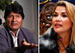 Jeanine Anez (right) and Evo Morales