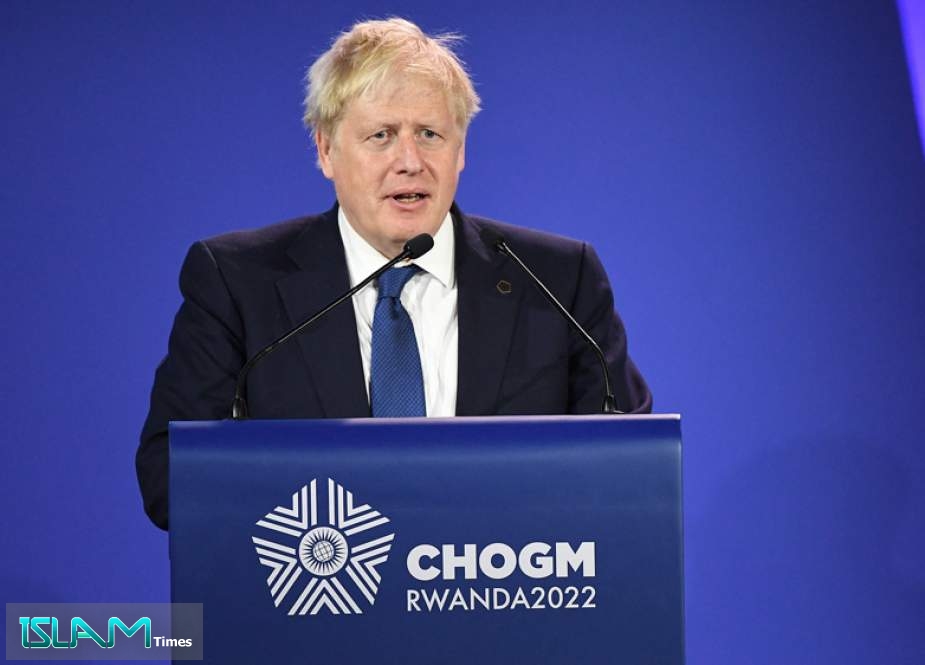 British PM Boris Johnson, making his address at the opening ceremony on June 24, 2022, during the opening of the Commonwealth Heads of Government Meeting at Kigali Convention Center in Rwanda.