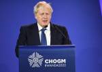 British PM Boris Johnson, making his address at the opening ceremony on June 24, 2022, during the opening of the Commonwealth Heads of Government Meeting at Kigali Convention Center in Rwanda.