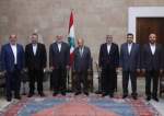 Ismail Haniyeh (3rd L), head of the political bureau of the Gaza-based resistance movement Hamas, meets with Lebanon’s President Michel Aoun (C) in the capital Beirut on June 24, 2022.