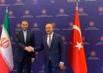 Iran’s Foreign Minister Hossein Amir-Abdollahian (L) shakes hands with his Turkish counterpart Mevlut Cavusoglu in Ankara on June 27, 2022.