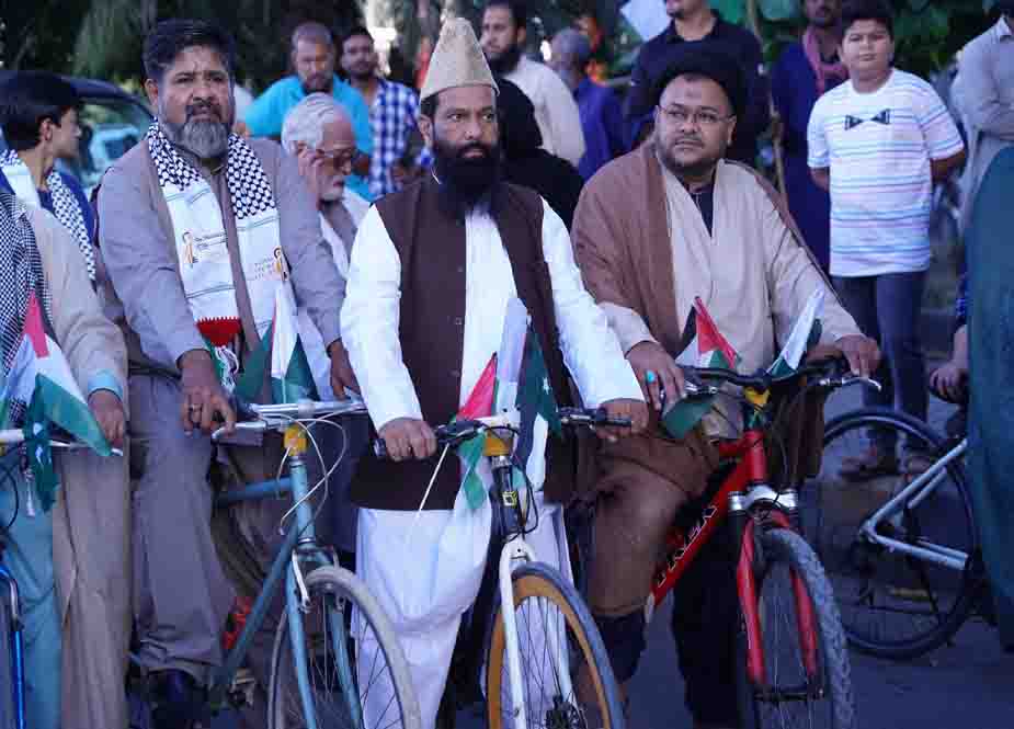 فلسطینیوں سے اظہار یکجہتی کیلئے کراچی میں یکجہتی فلسطین سائیکل ریلی کا انعقاد
