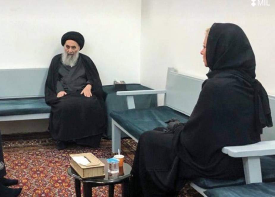 عراق میں شیعہ روحانی پیشوا آیت الله سیستانی سے جنین پلاسکارٹ کی ملاقات