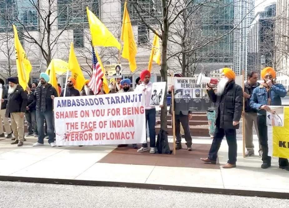 واشنگٹن میں بھارتی سفارتخانہ کے باہر خالصتان حامیوں کا احتجاج