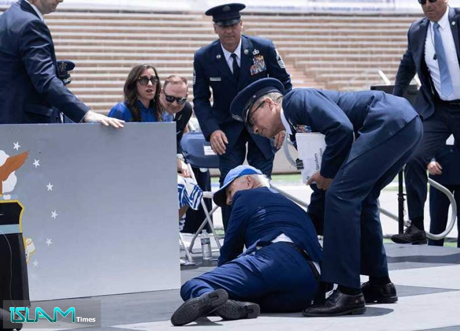 US President Biden Trips, Falls during Military Graduation Ceremony
