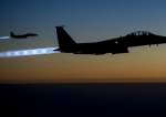 US Air Force F-15E Strike Eagles fly over northern Iraq following airstrikes on Syria