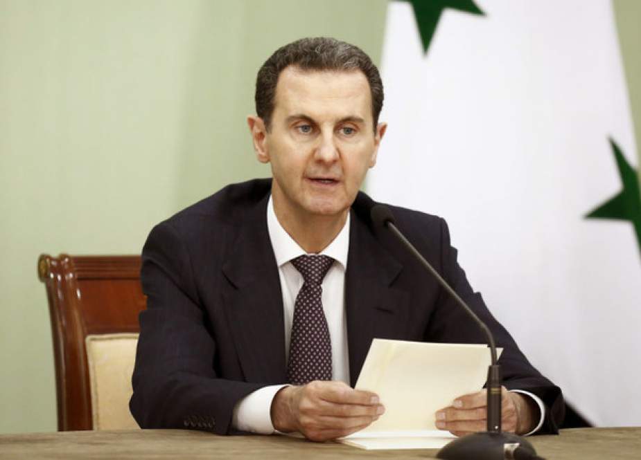 Syrian President Bashar Assad speaks at an event in in Damascus