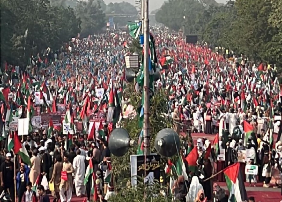 لاہور میں جماعت اسلامی کے غزہ مارچ کے مناظر