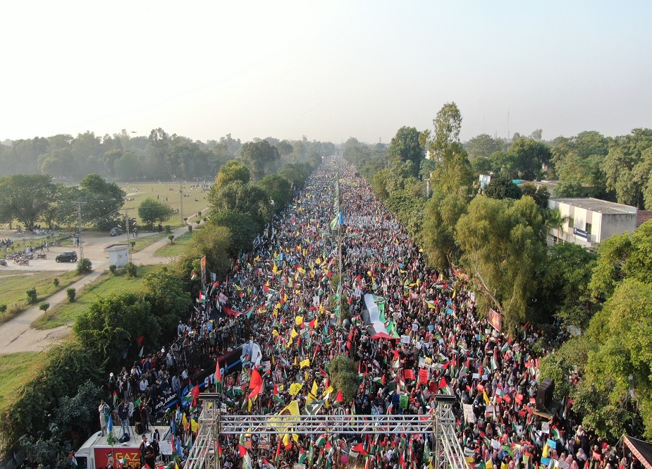 لاہور میں جماعت اسلامی کے غزہ مارچ کے مناظر