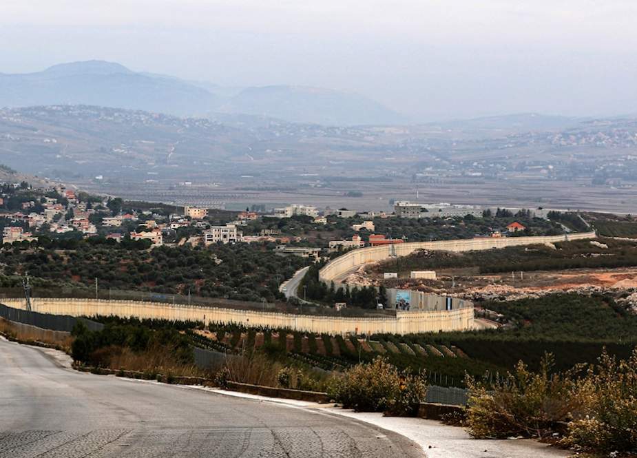 Southern Lebanese town of Odeissa shows the Israeli-erected border fence between Lebanon and occupied Palestine