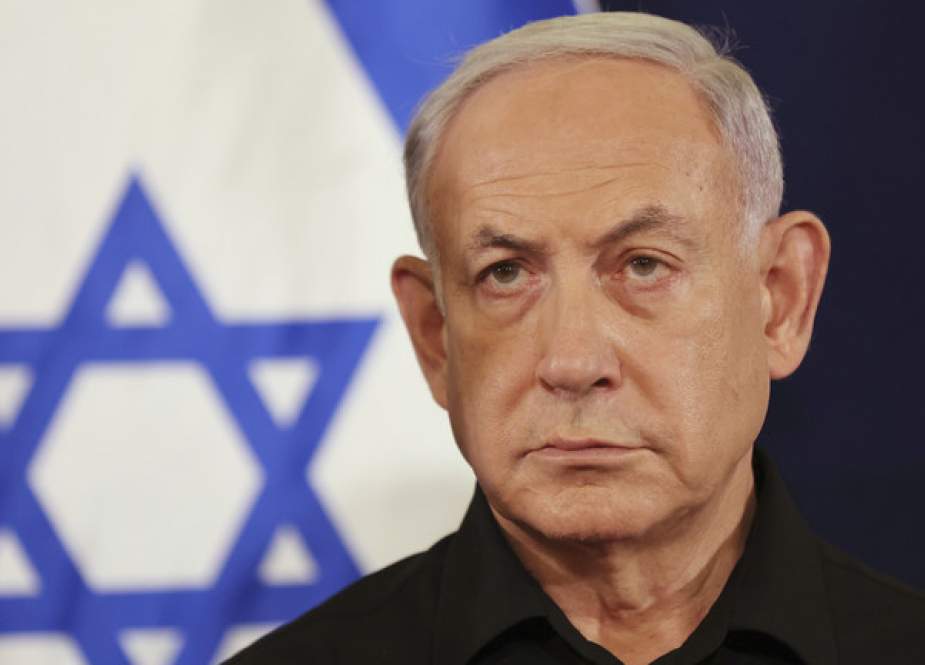 Benjamin Netanyahu attends a press conference at the Kirya military base in Tel Aviv