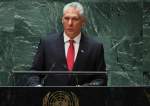 Cuban President Miguel Diaz-Canel Bermúdez speaks at the United Nations General Assembly
